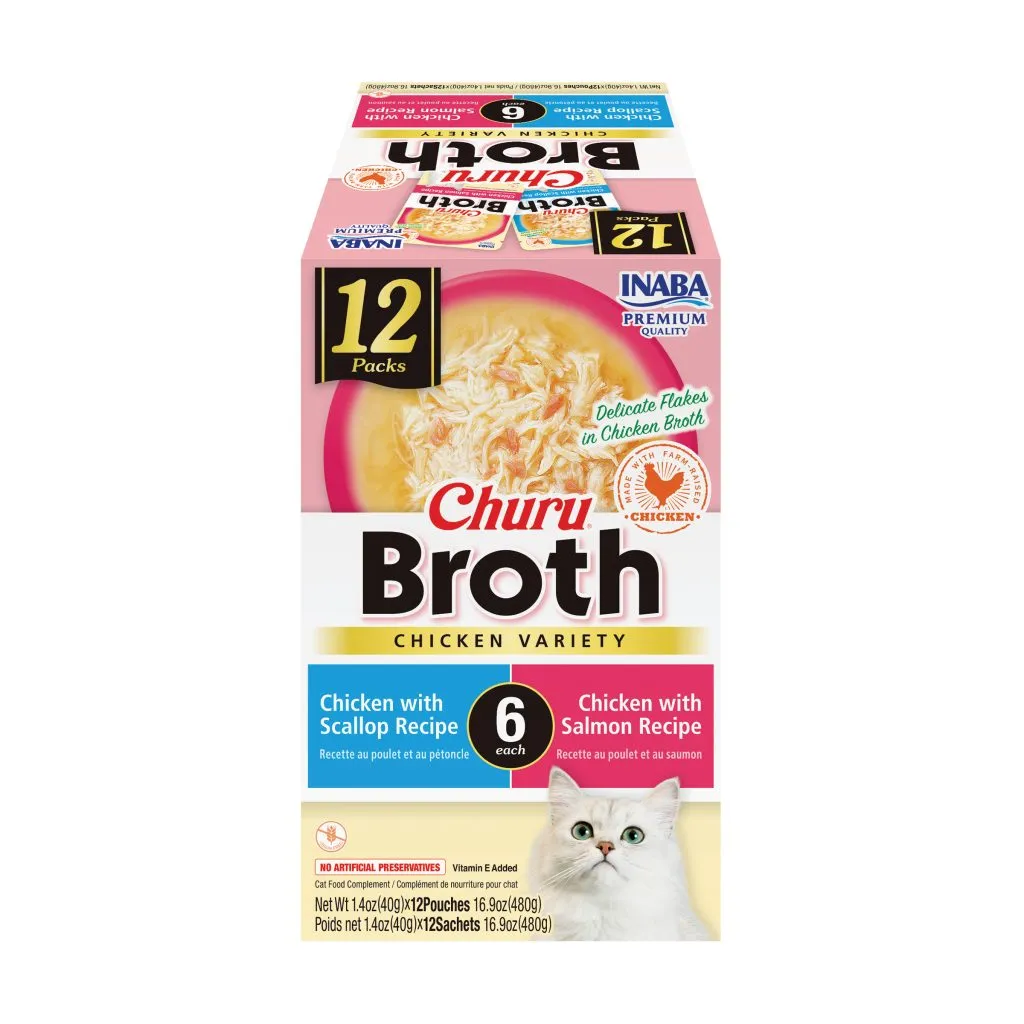 Churu Broth for Cat, Chicken Variety (Each: 12 Pouches)