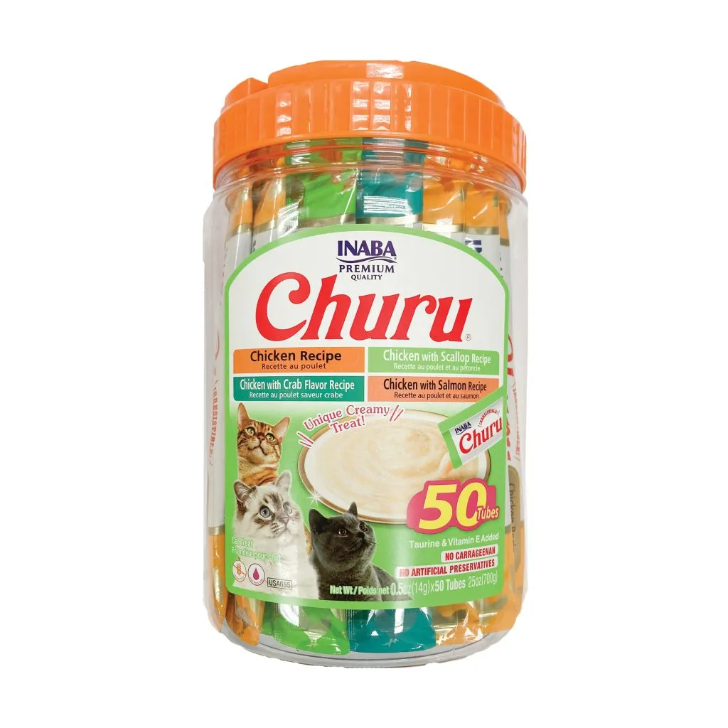 Churu for Cat, Chicken & Seafood Variety Jar (Each: 50 Tubes)