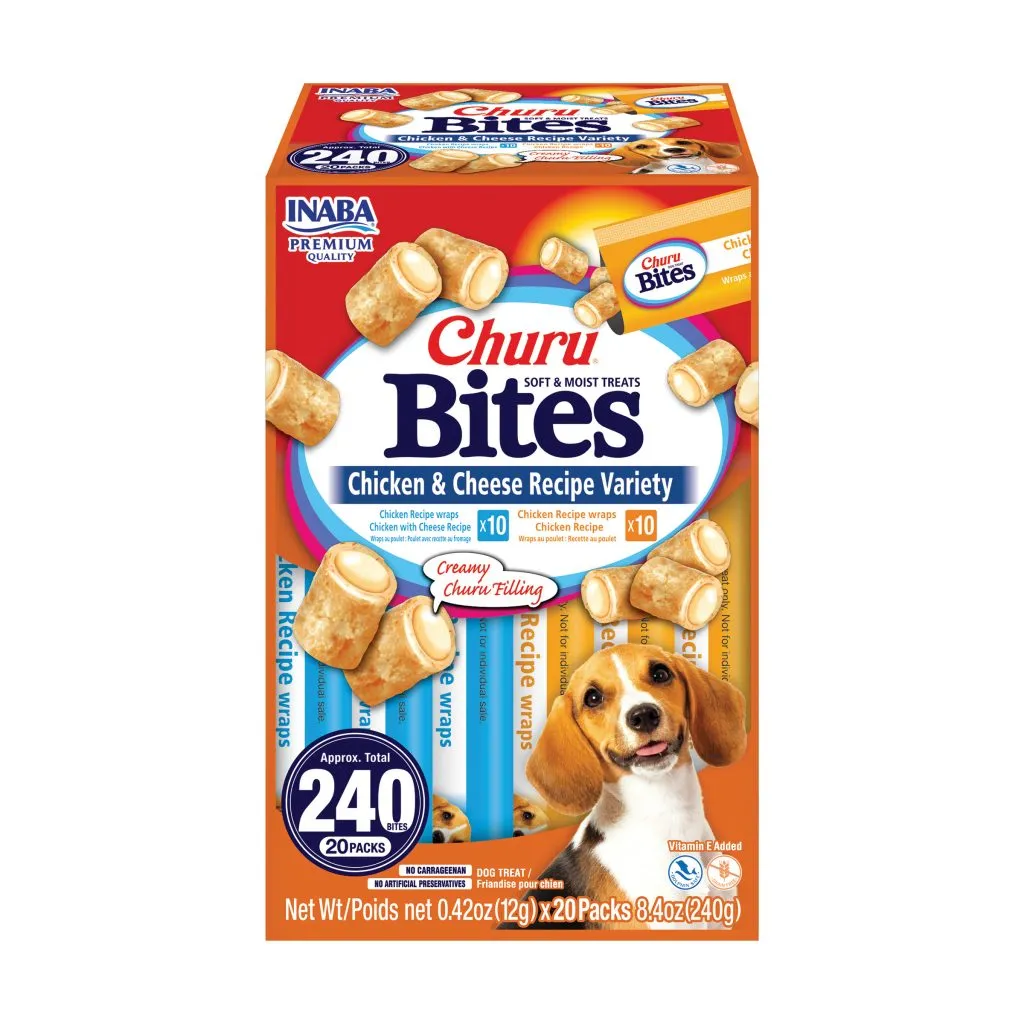 Churu Bites for Dog, Chicken & Cheese Recipe Variety (Each: 20 Tubes)