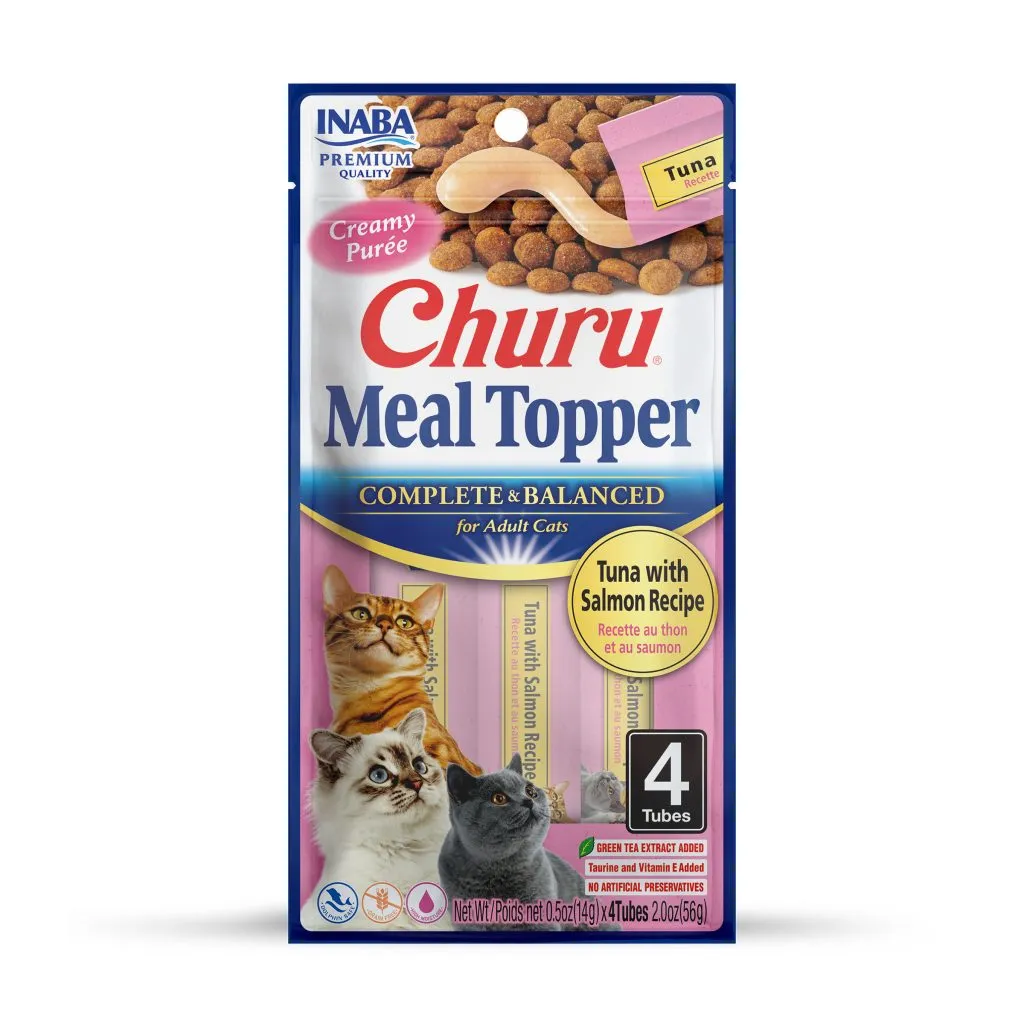 Churu Meal Topper for Cat, Tuna with Salmon Recipe (Each: 4 Tubes)
