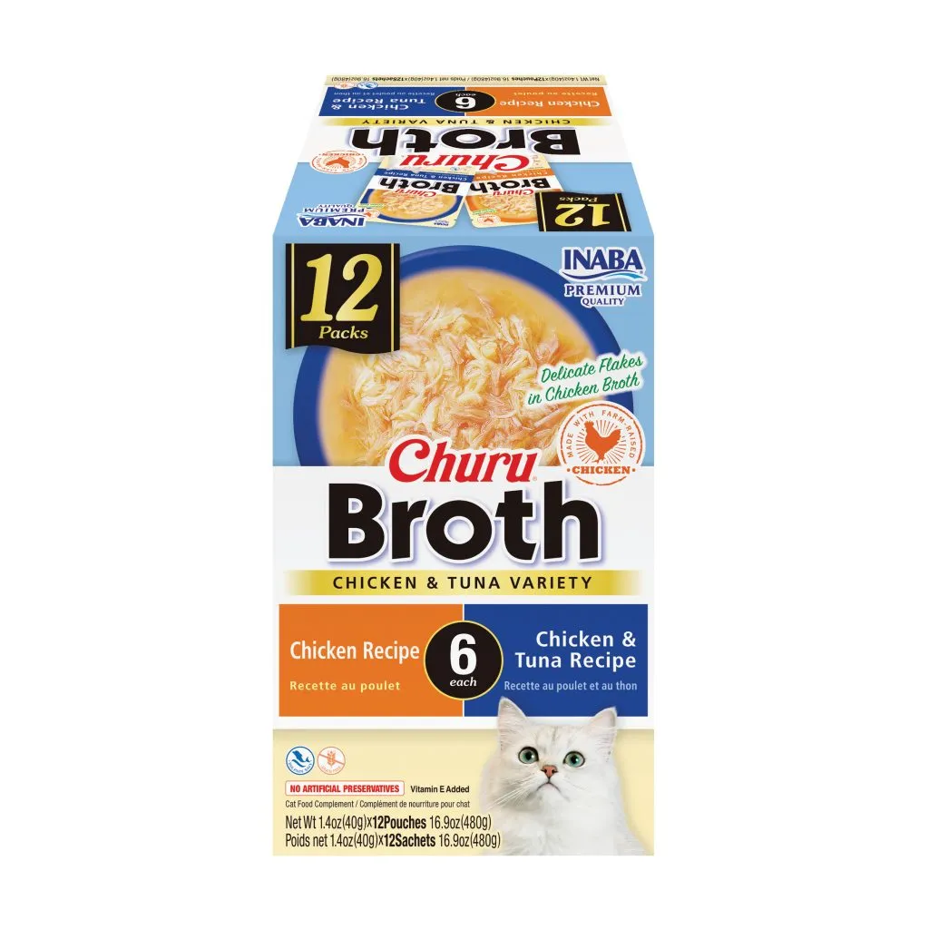 Churu Broth for Cat, Chicken and Tuna Variety (Each: 12 Pouches)