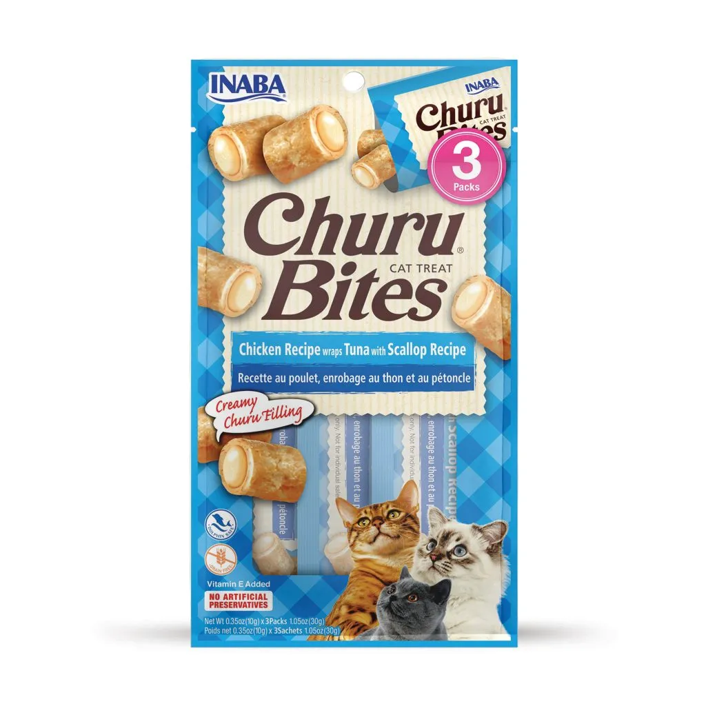 Churu Bites for Cat, Tuna with Scallop Recipe (Each: 3 Tubes)