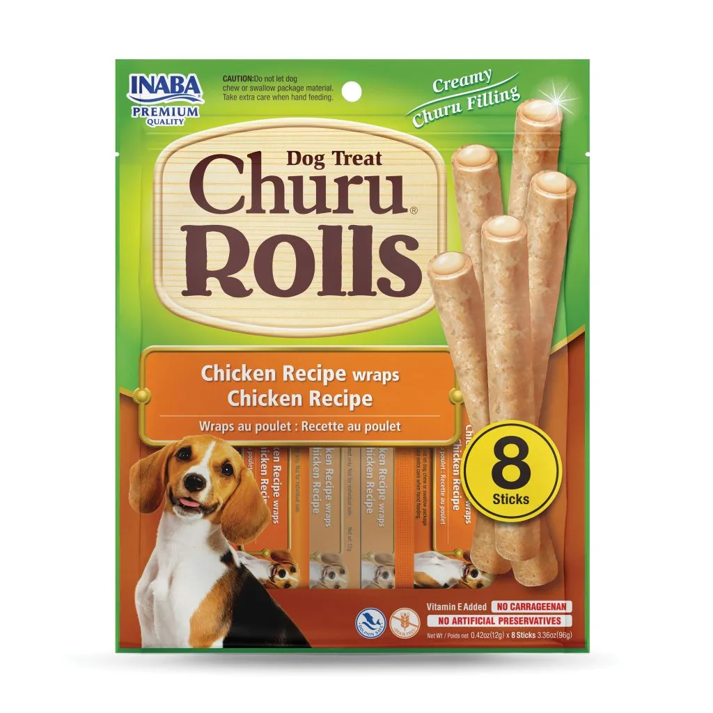 Churu Rolls for Dog, Chicken Recipe (Each: 8 Tubes)