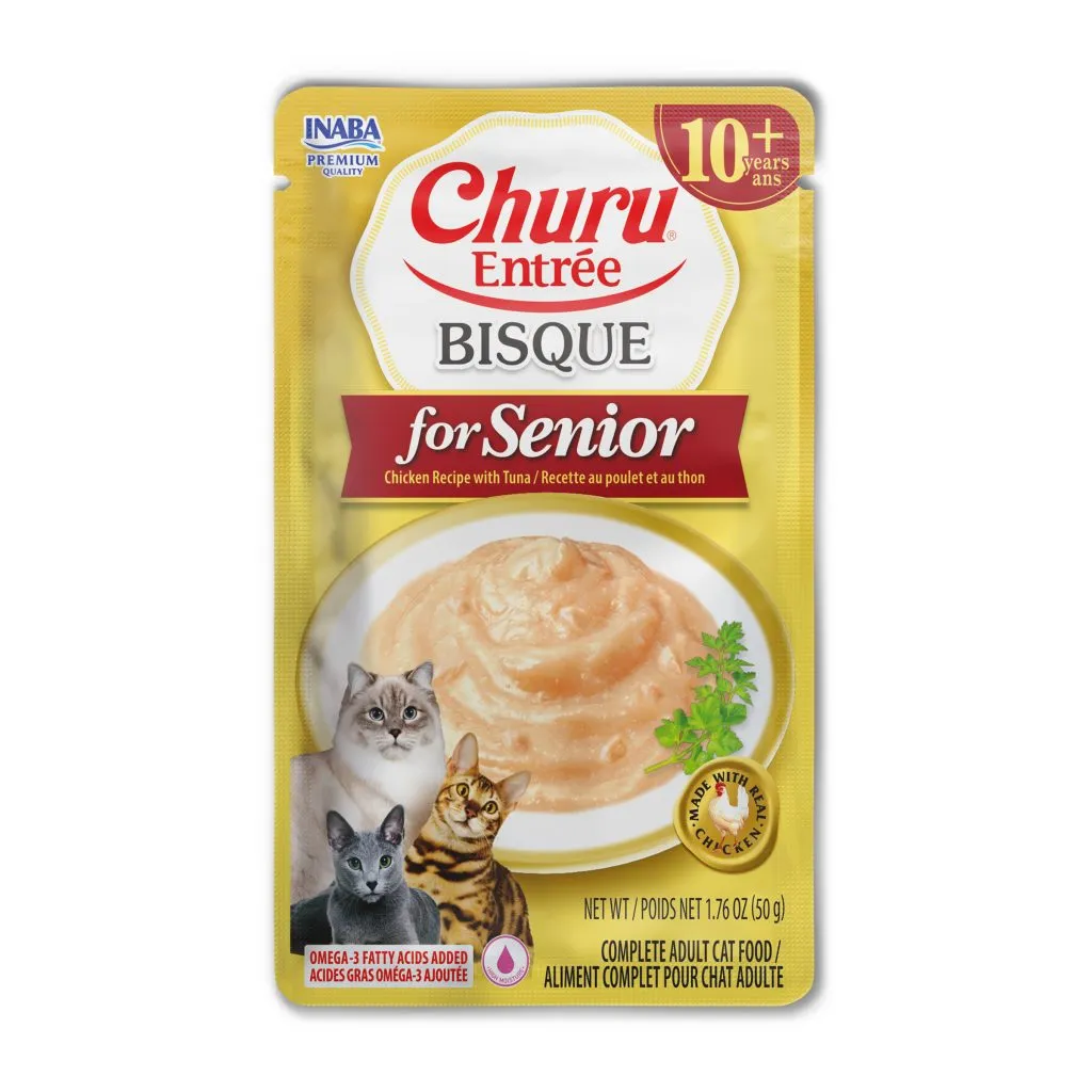 Churu Entree Bisque Senior 10+ for Cat, Chicken Recipe with Tuna (Each: 1 Pouch)