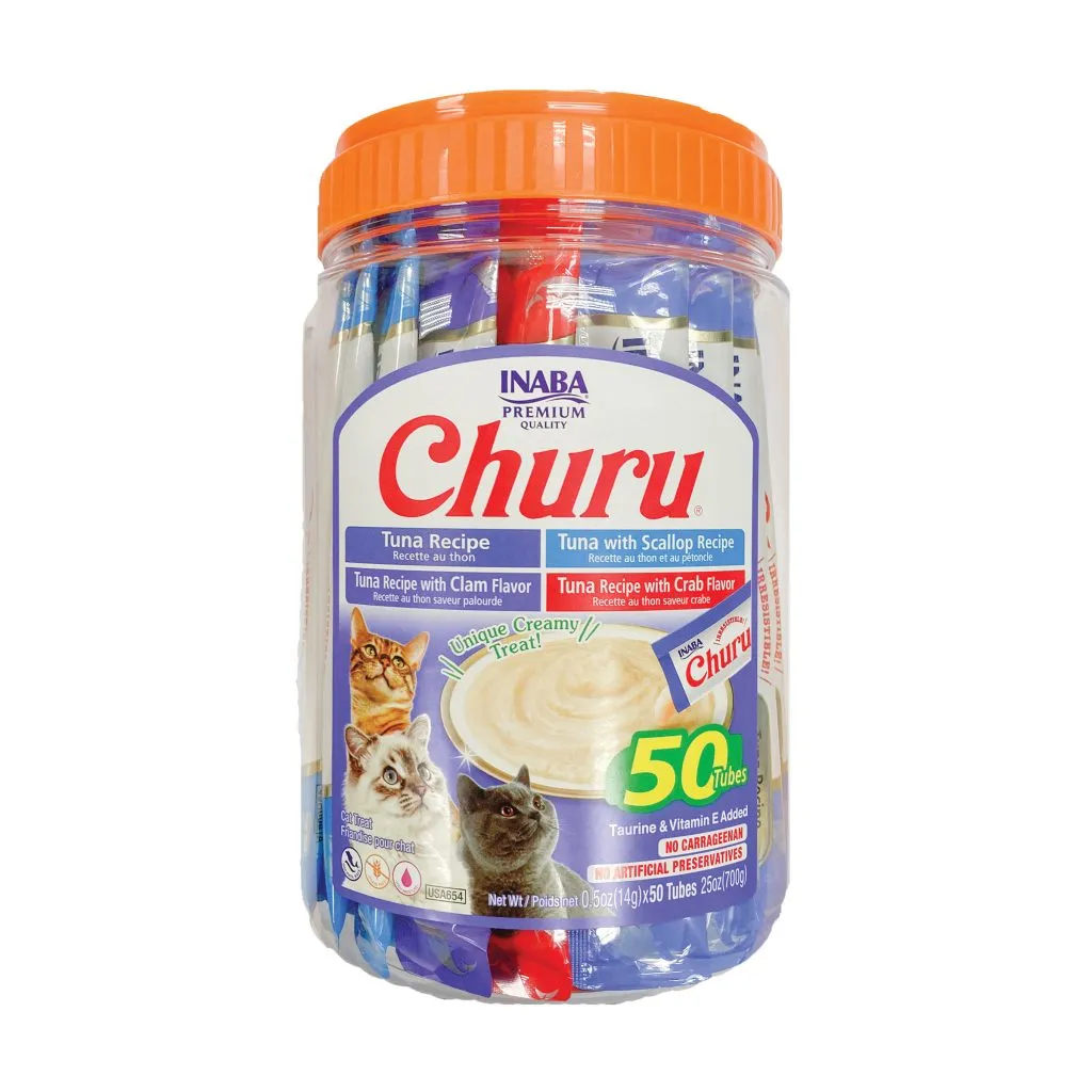 Churu for Cat, Tuna & Seafood Variety Jar (Each: 50 Tubes)