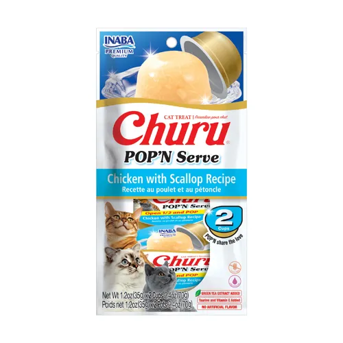 Churu Pop'n Serve for Cat, Chicken with Scallop Recipe (Each: 2 Cups)