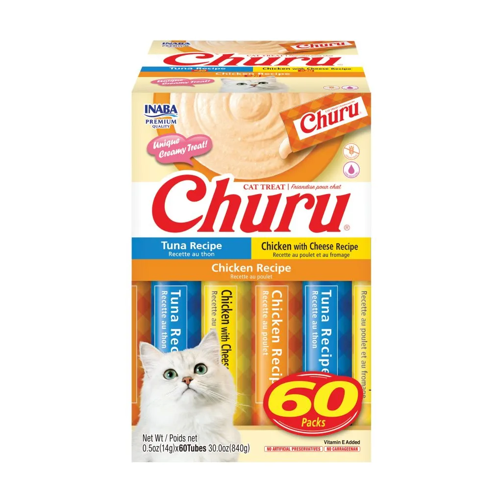 Churu for Cat, Tuna & Chicken Variety Box (Each: 60 Tubes)