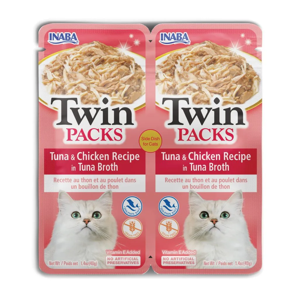 Twin Packs for Cat, Tuna & Chicken Recipe in Tuna Broth (Each: 2 Pouches)