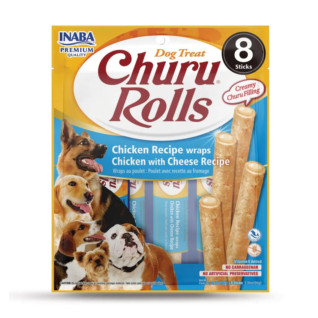 Churu Rolls for Dog, Chicken with Cheese Recipe (Each: 8 Tubes)