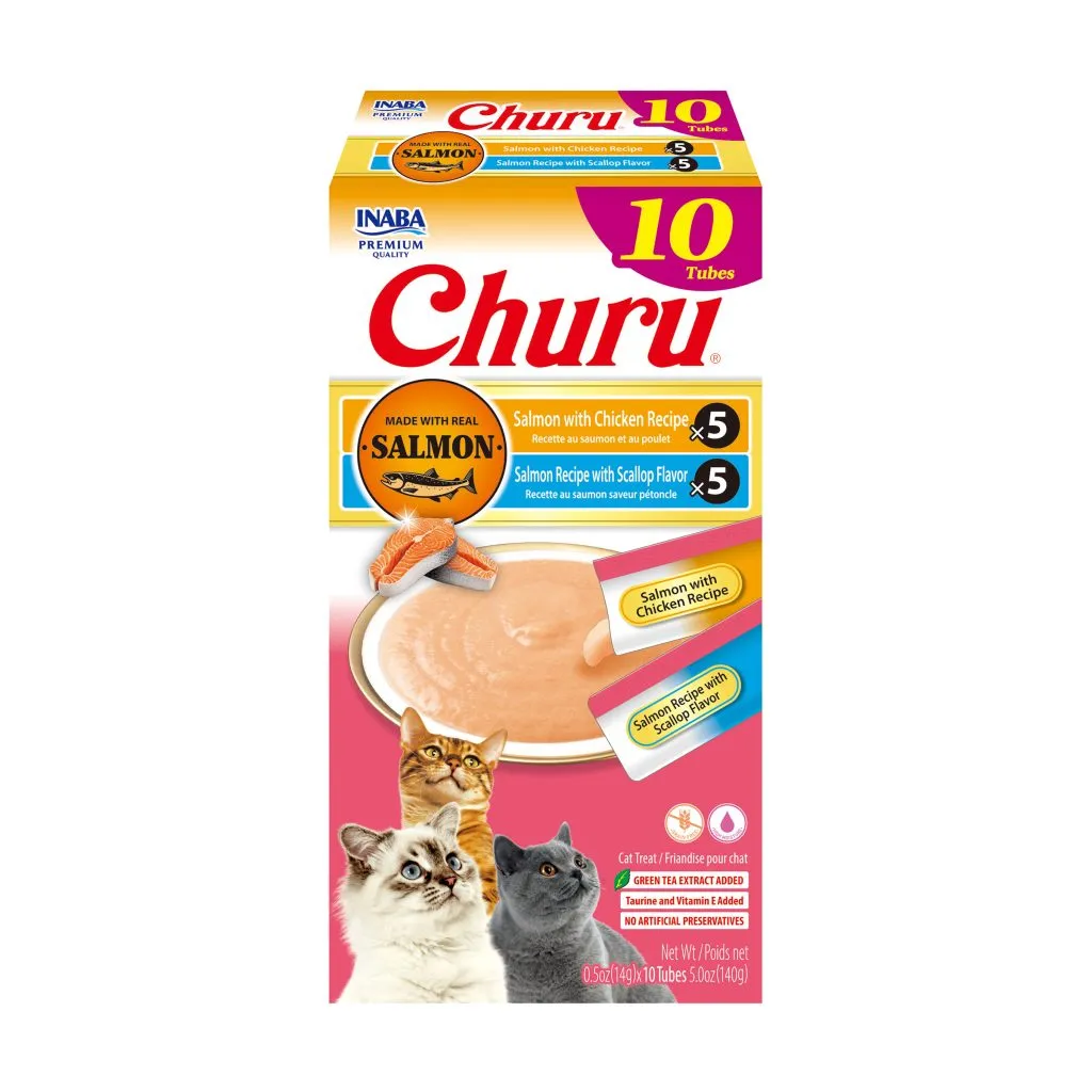 Salmon Churu for Cat, Scallop & Chicken Variety (Each: 10 Tubes)
