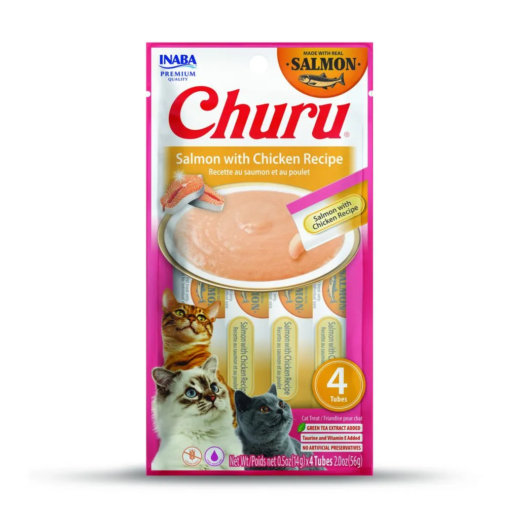 Salmon Churu for Cat, Salmon with Chicken Recipe (Each: 4 Tubes)