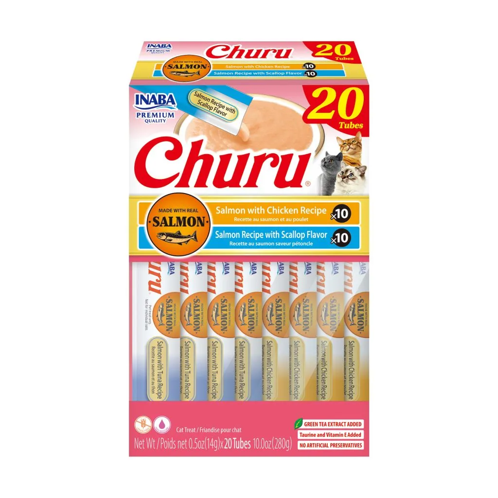 Salmon Churu for Cat, Scallop & Chicken Variety (Each: 20 Tubes)