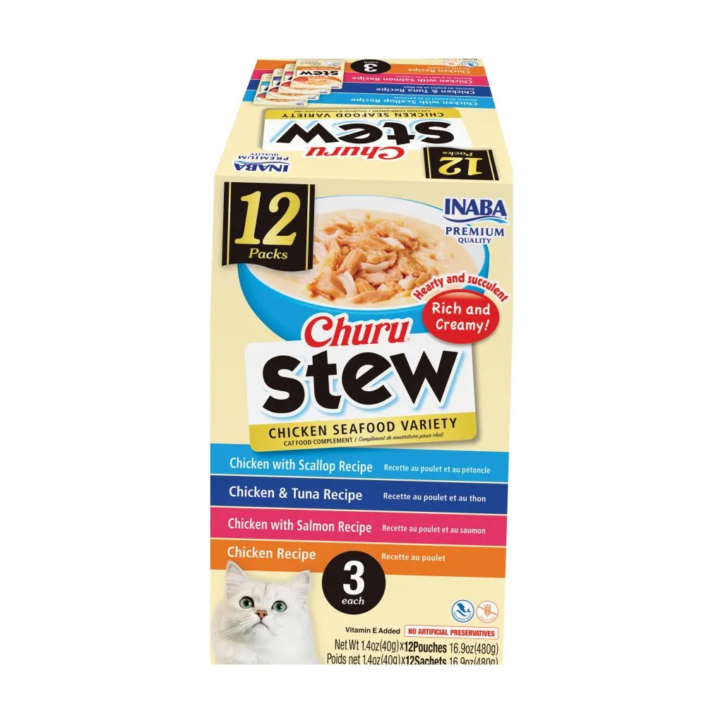 Churu Stew for Cat, Chicken & Seafood Variety (Each: 12 Pouches)
