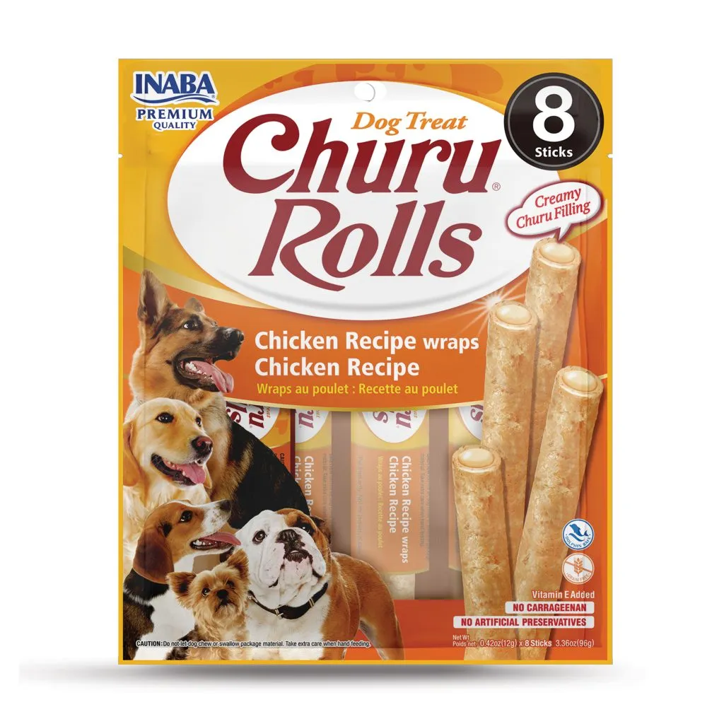 Churu Rolls for Dog, Chicken Recipe (Each: 8 Tubes)