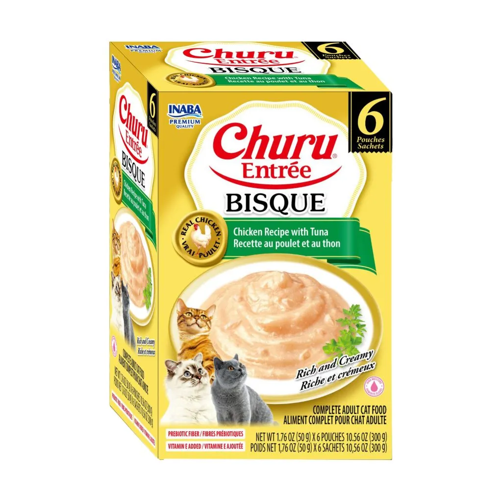 Churu Entree Bisque for Cat, Chicken with Tuna Recipe (Each: 6 Pouches)