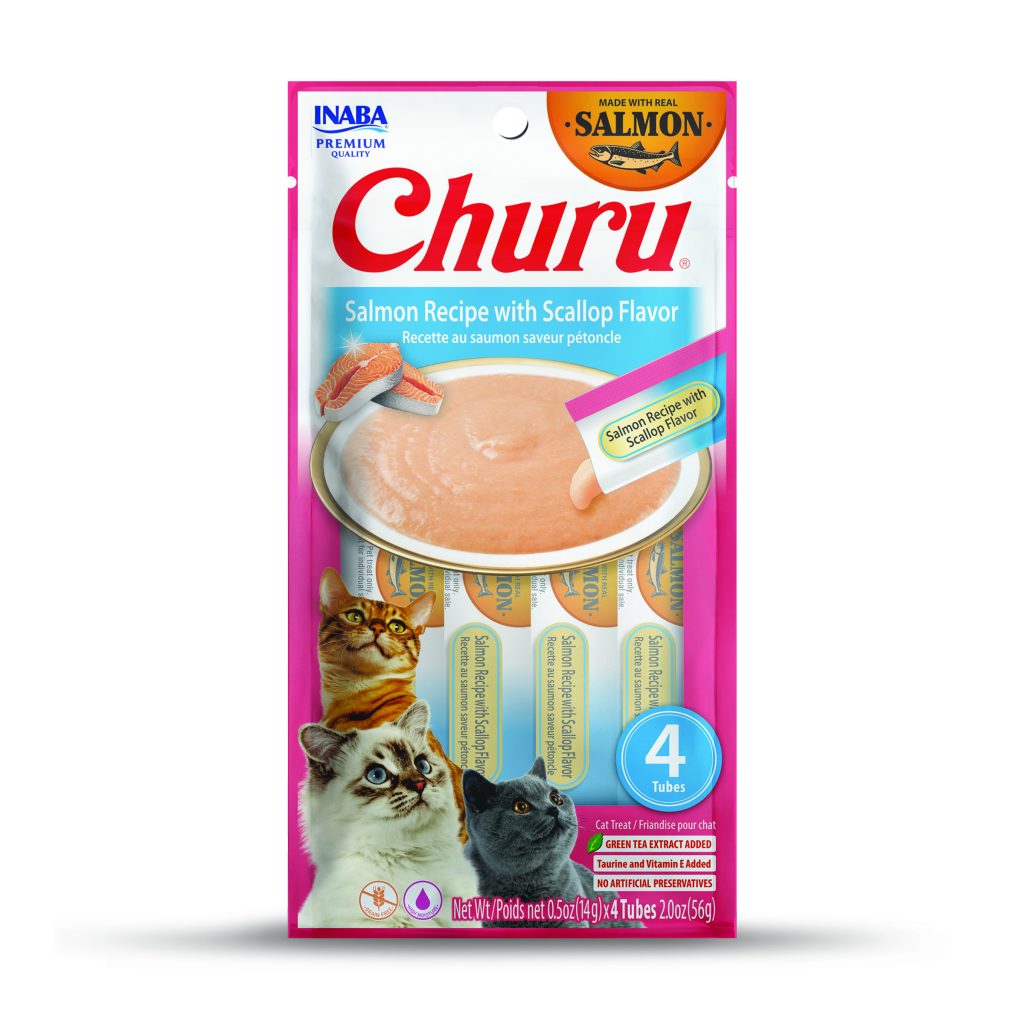 Salmon Churu for Cat, Salmon Recipe with Scallop Flavor (Each: 4 Tubes)