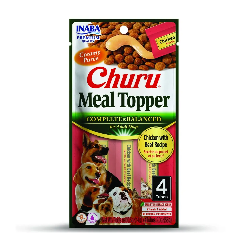 Churu Meal Topper for Dog, Chicken with Beef Recipe (Each: 4 Tubes)