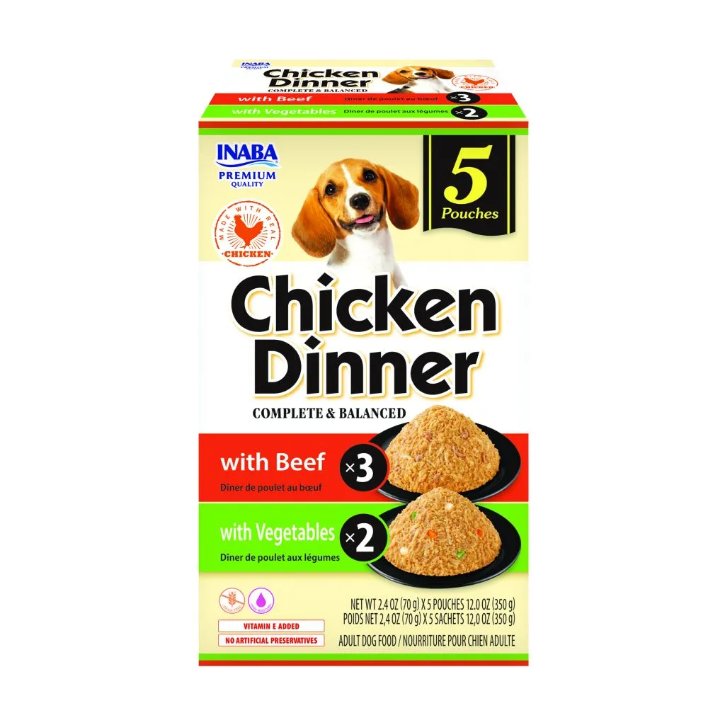 Chicken Dinner for Dog, Beef & Vegetables Variety (Each: 5 Pouches)