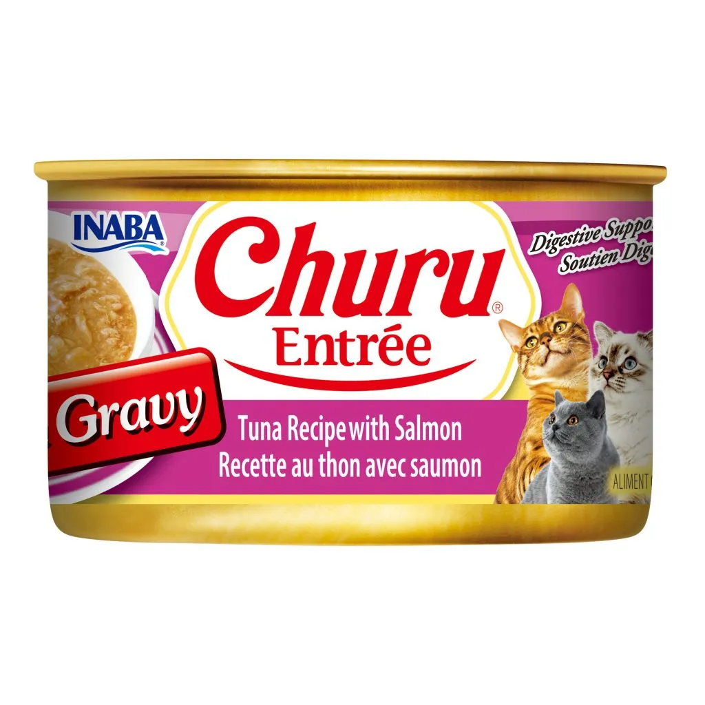 Churu Entree in Gravy for Cat, Tuna Recipe with Salmon (Each: 1 Can)
