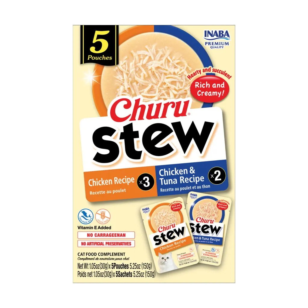 Churu Stew for Cats, Chicken & Tuna Variety Pack (Each: 5 Pouches)
