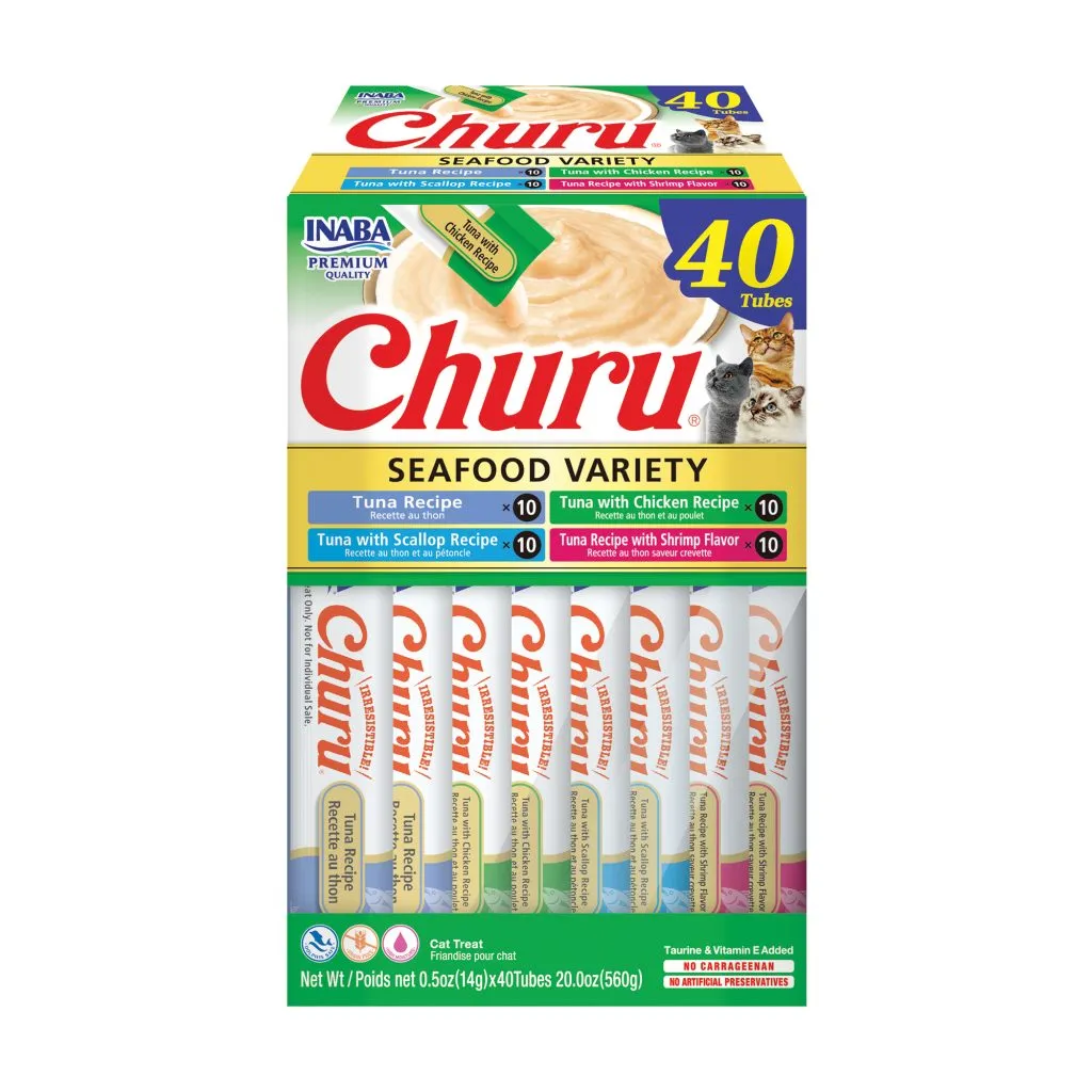 Churu for Cat, Tuna & Seafood Variety Box (Each: 40 Tubes)