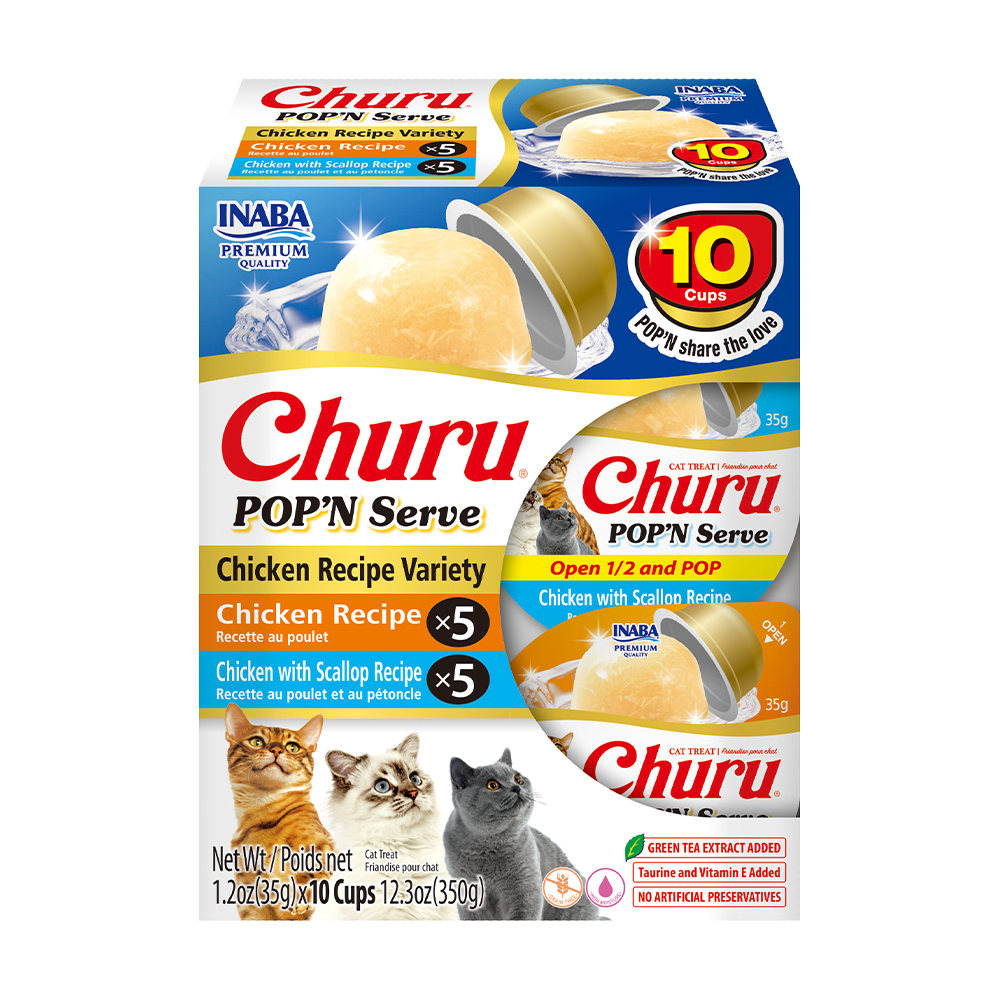 Churu Pop'n Serve for Cat, Chicken Variety (Each: 10 Cups)