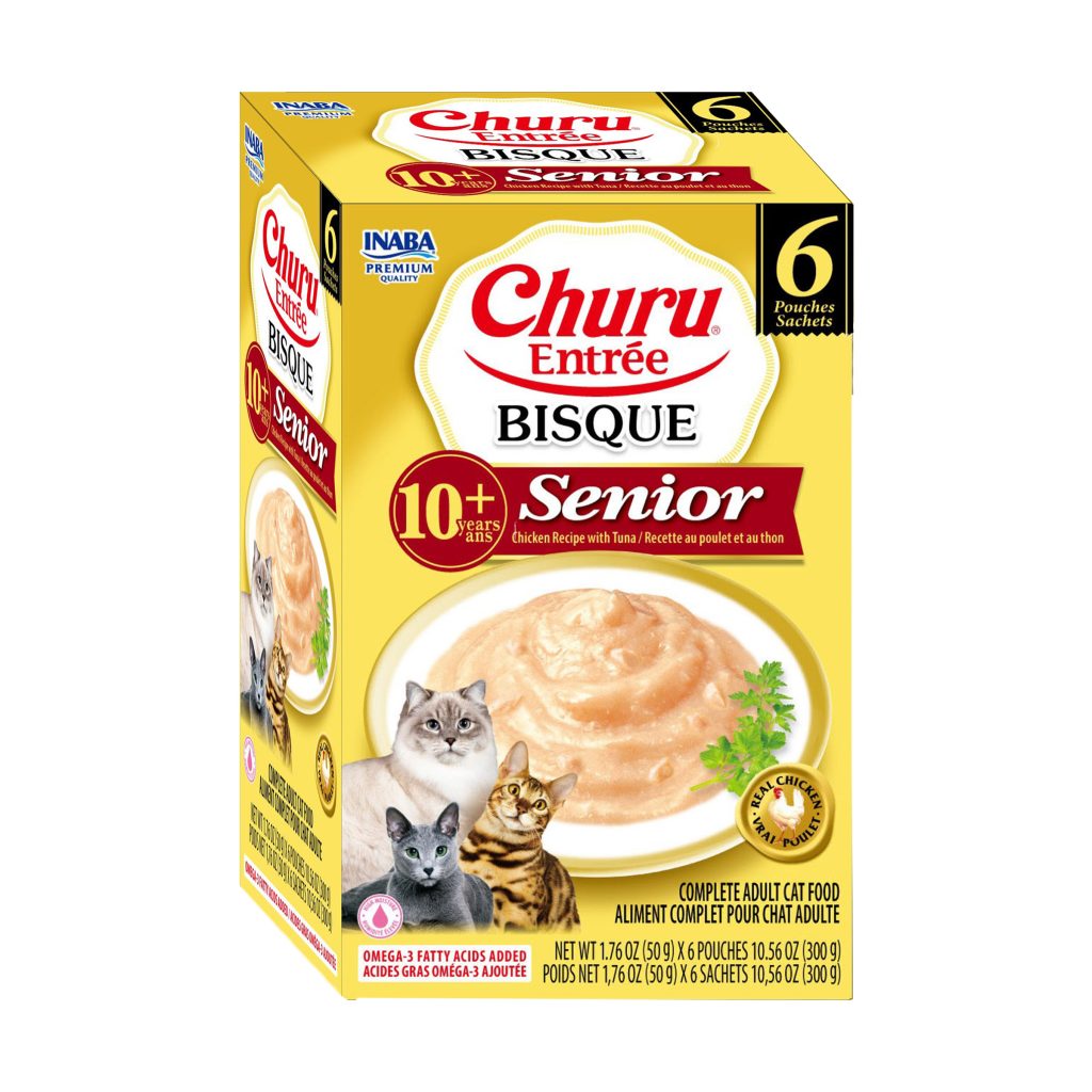 Churu Entree Bisque Senior 10+ for Cat, Chicken with Tuna Recipe (Each: 6 Pouches)