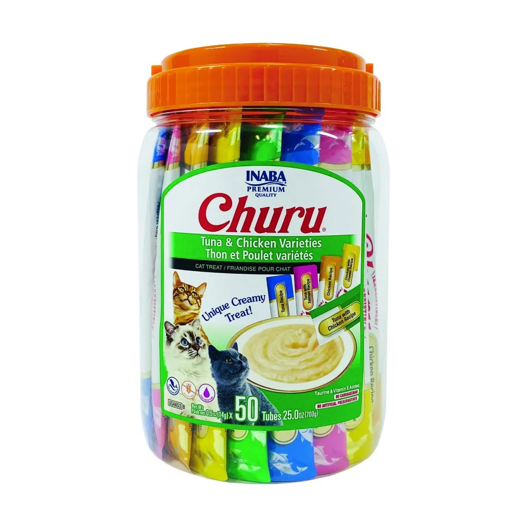 Churu for Cat, Tuna & Chicken Variety Jar (Each: 50 Tubes)