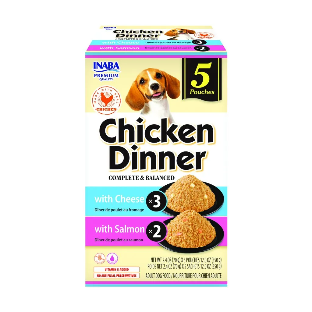 Chicken Dinner for Dog, Cheese & Salmon Variety (Each: 5 Pouches)